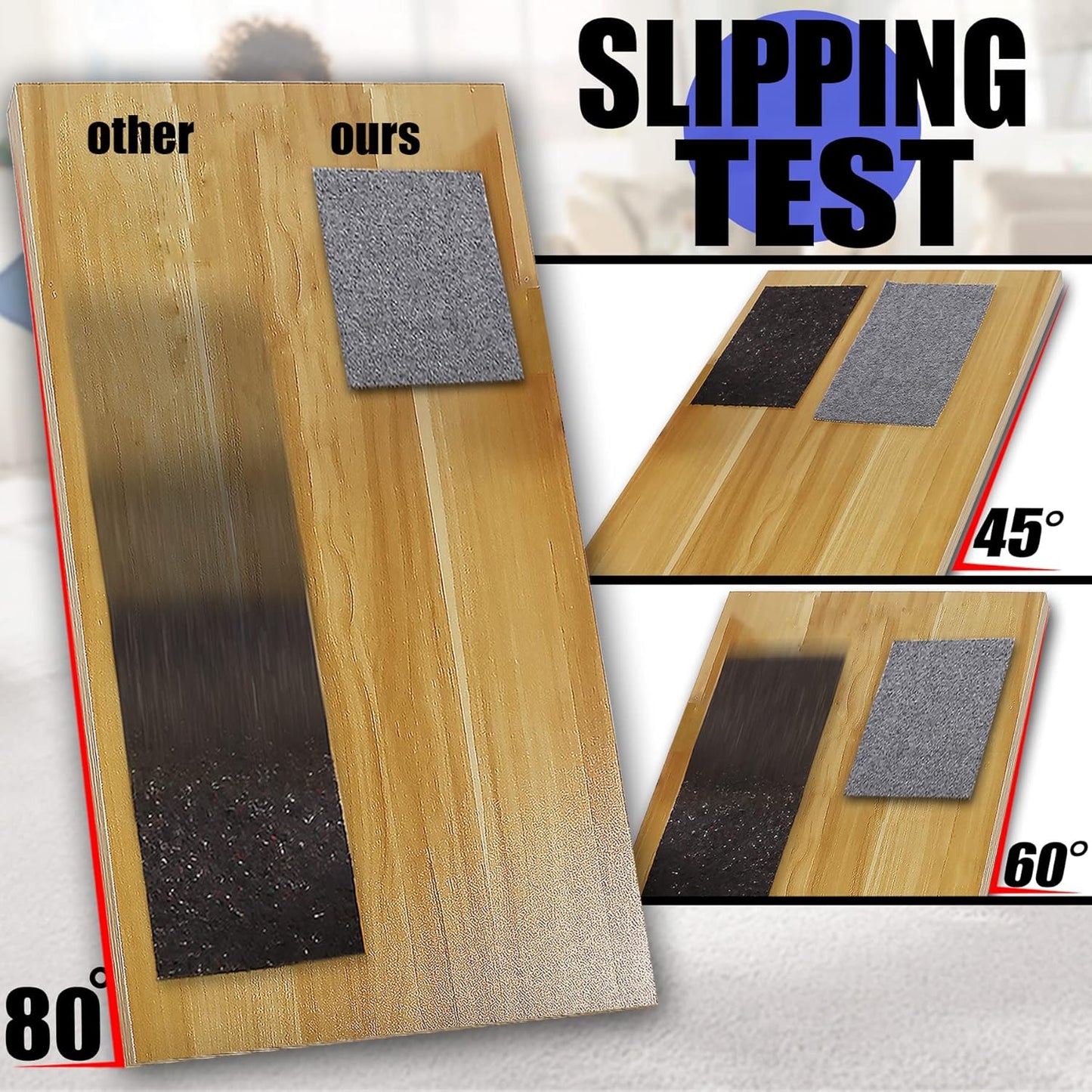 Non Slip Rug Pad Grippers - 3x5, 1/4" Thick, Felt + Rubber Double Layers Area Carpet Mat Tap, Provides Protection and Cushioning for Hardwood or Tile Floors