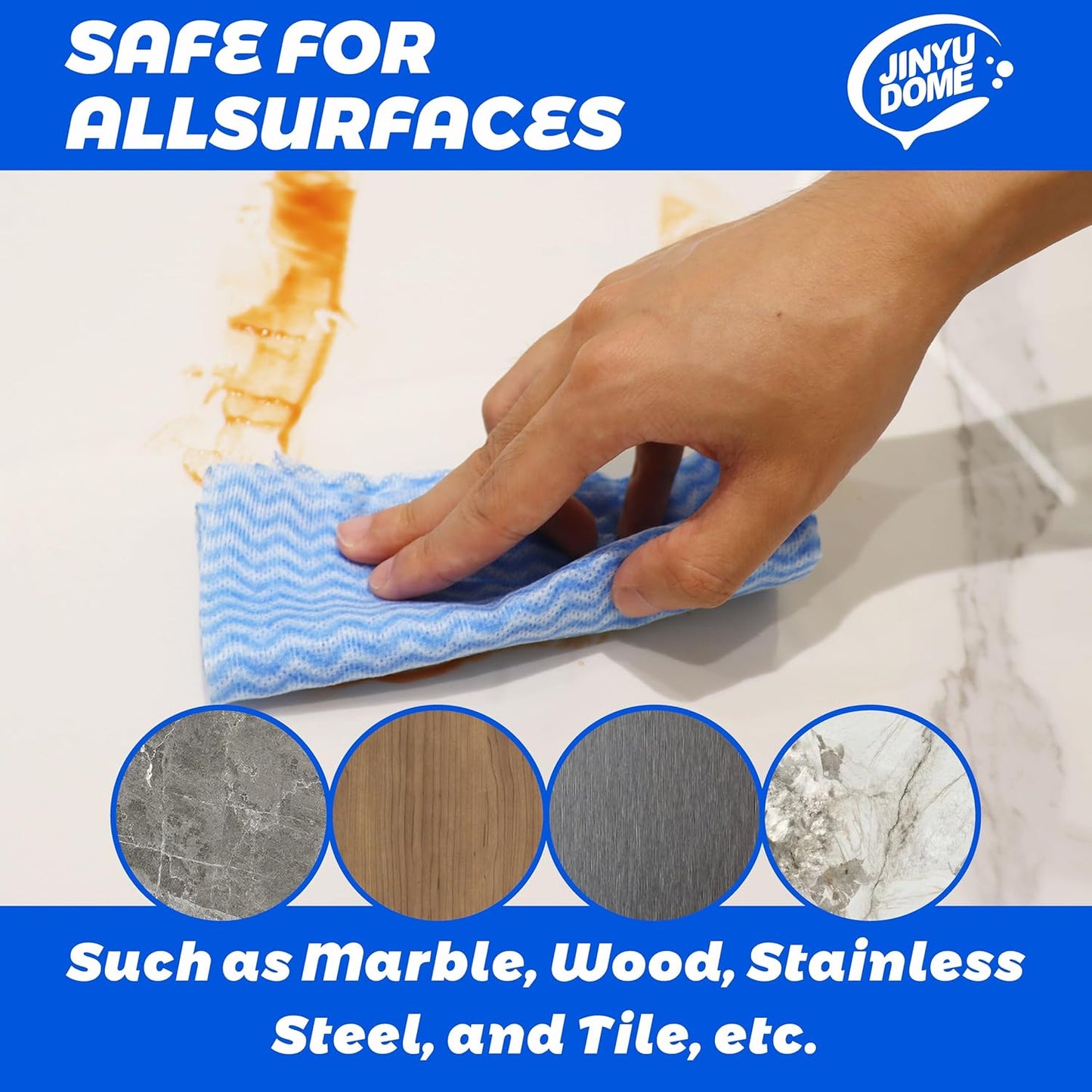 Handi Wipes Reusable Cloths, Blue Disposable Kitchen Cleaning Towel Roll, Heavy Duty J Cloth,50 Count