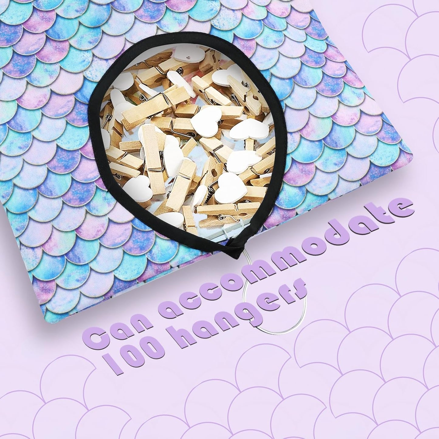 2 Pcs Summer Clothes Pin Bag Mermaids Clothespin Bag Holder Clothespin Holder 15 X 11 Inch Clothes Pin Hanging Bag Clothespin Bag for Clothesline Outdoor Outside Wardrobe and Laundry Room