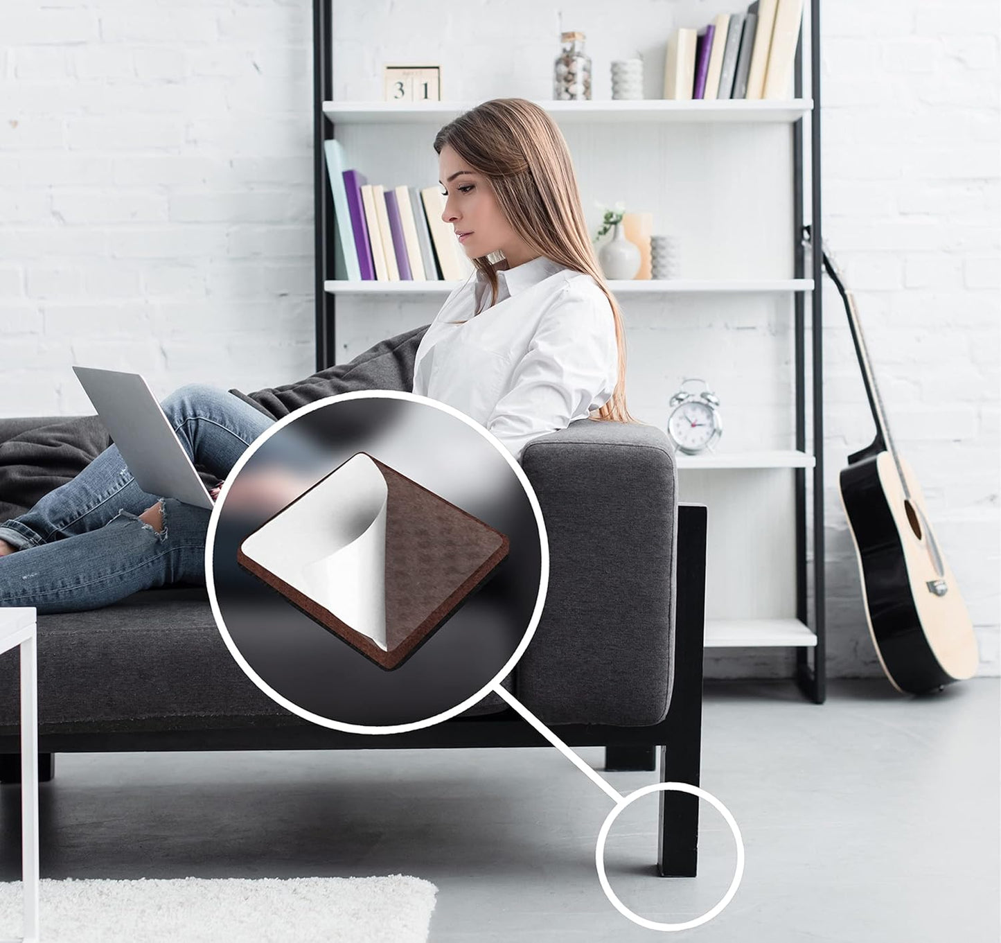 Slipstick GorillaPads Non Slip Furniture Pads/Gripper Floor Protectors (Set of 4) 3 Inch Square Self Adhesive Rubber Stoppers for Furniture Legs, CB155