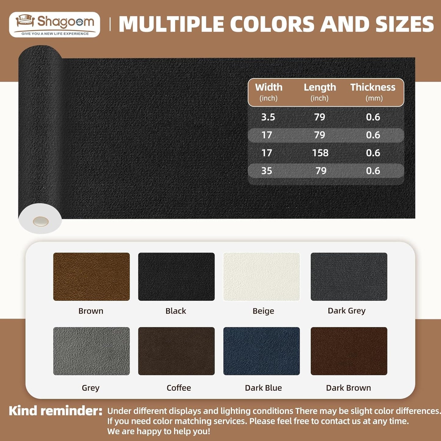 Suede Repair Patch, 17X158 Inch Fabric Large Repair Tape, Self-Adhesive Patches for Furniture, Sofa, Car Interior, Shoes, Hand Bag, Clothing (Dark Grey, 17X158 Inch)