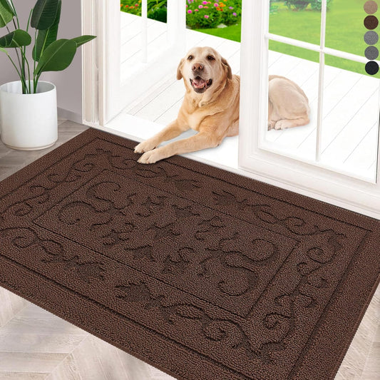FONEYI Indoor Door Mat 36" x 59", Dirt Trapper Door Mats Non-Slip Entryway Rugs Washable, Absorbent Resist Dirt Welcome Mat, Low Profile Inside Floor Mats for Front Back Door and Entryway, Coffee