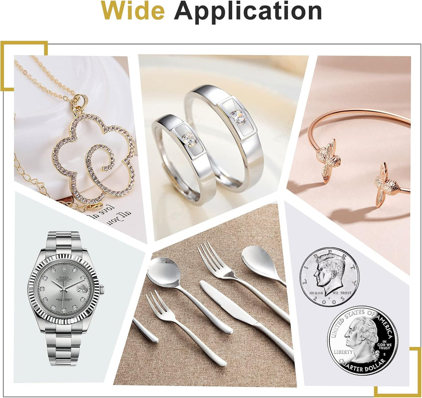 CATIFLIN 100pcs Premium Jewelry Cleaning Cloth, Silver Polishing Cloth Individually Wrapped, for Sterling Silver, Gold, Brass, Silverware, Coin, Ring, Watch and More (Black, 3.15" x 3.15")