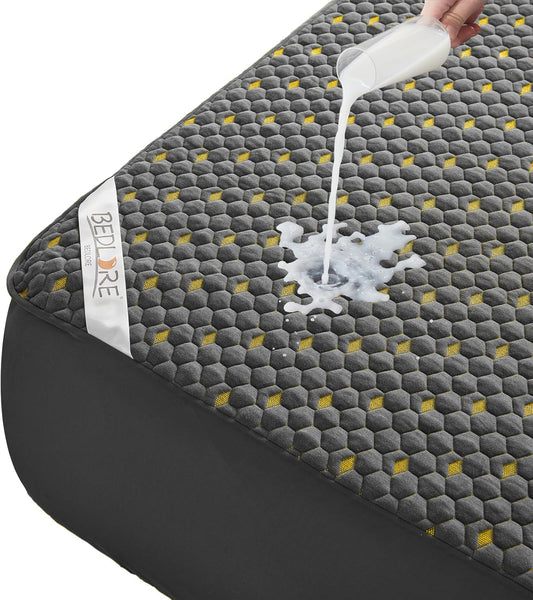 Waterproof Mattress Protector, Full Size Mattress Pad Fitted 6-15" Deep Pocket, 3D Air Fabric Double Bed Mattress Cover Noiseless Washable for College Dorm(Carbon Gray)