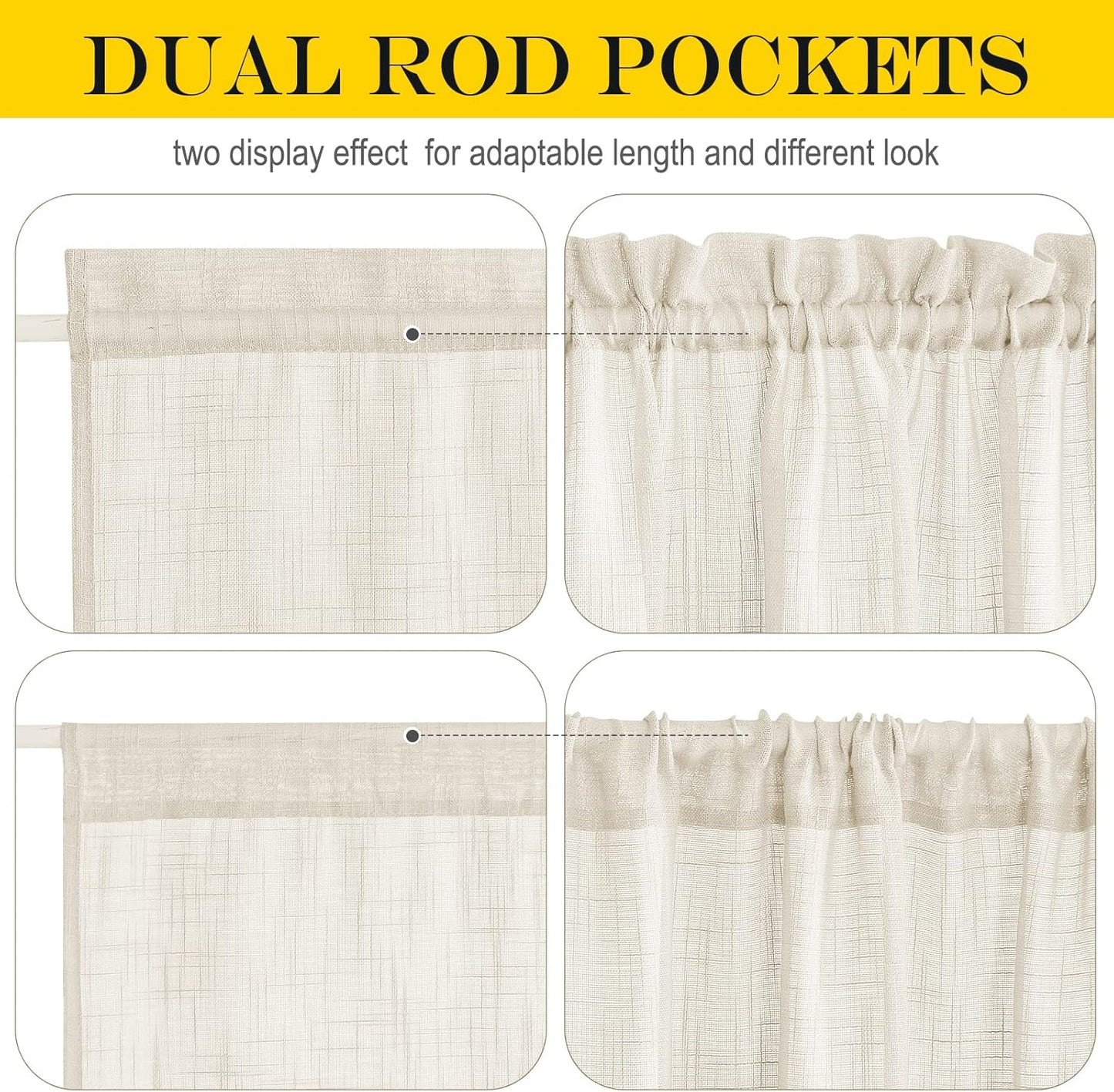 NICETOWN Door Panel Curtains Faux Linen French Curtain Window Curtain Semi Sheer Covering Privacy for Temporary Front Glass Door, Window 1 Panel, 36" W by 80" L, Light Grey