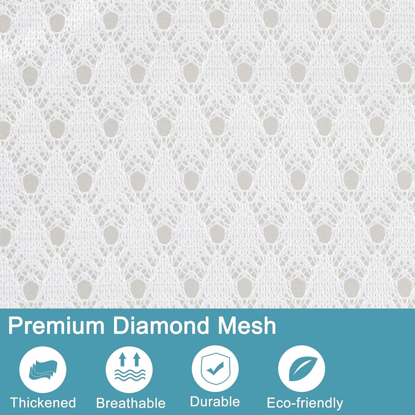 Polecasa Extra Heavy Duty Large Diamond Mesh Laundry Bags with Drawstring Closure & ID Tag, 24 x 36 inches Washable Storage Bag, Laundry Accessory for Hamper, College, Travel, Sports, Dorms, White