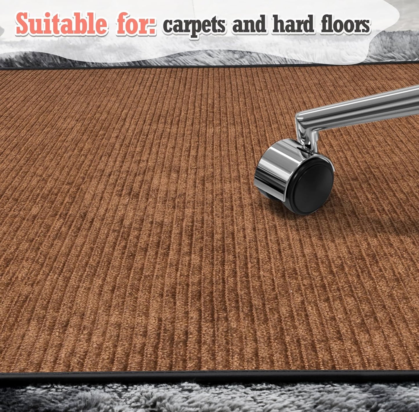 Heavy Duty Office Chair Mat for Carpet and Hardwood Floor Bohemian Desk Chair Mat Rug 36'' x 48'' Jacquard Woven Surface Floor mats for Office Home