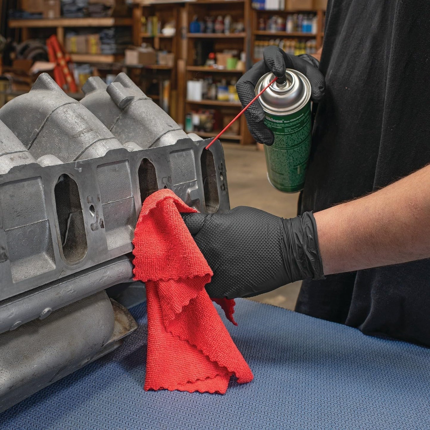 PIG ShopReady Microfiber Wipers| Durable Low-Lint Microfiber Rags | 50 per box | 12" W x 12" L | Red | PM50808-RD