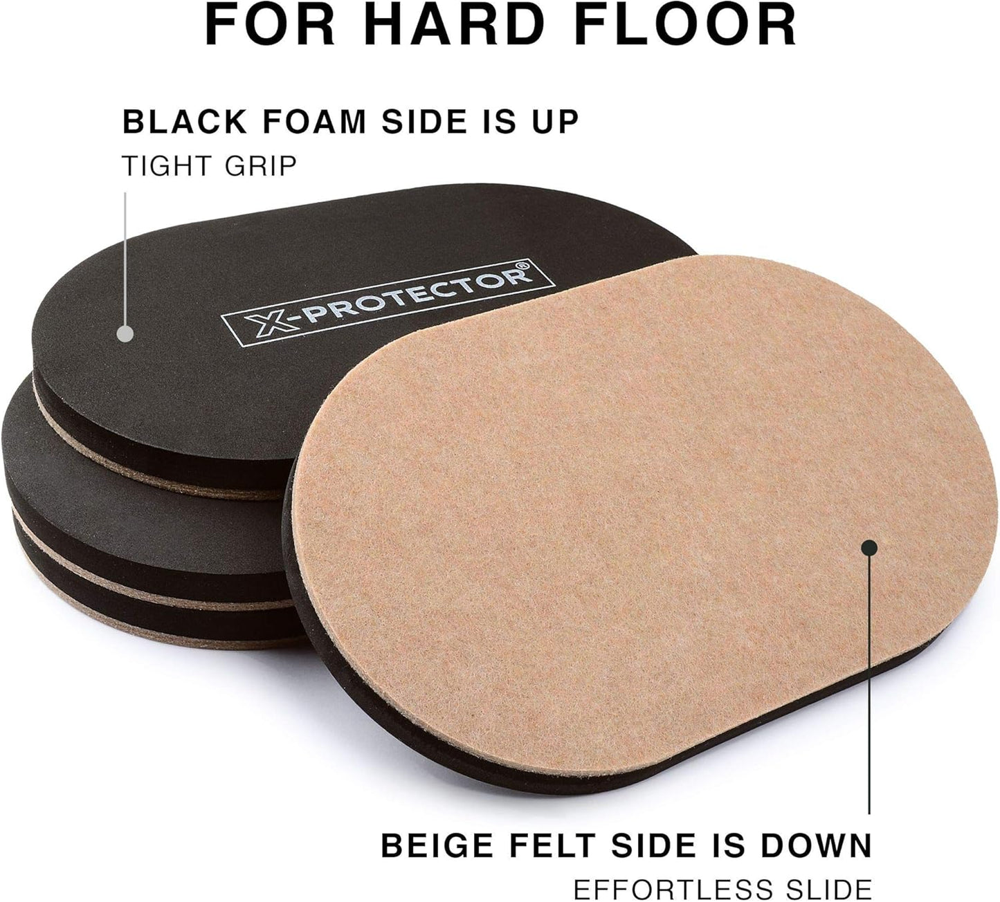 Felt Furniture Sliders Hardwood Floors X-PROTECTOR – 4 PCS 9 1/2 inch Furniture Sliders – Heavy Duty Felt Sliders Hard Surfaces – Move Your Furniture Easily & Safely!