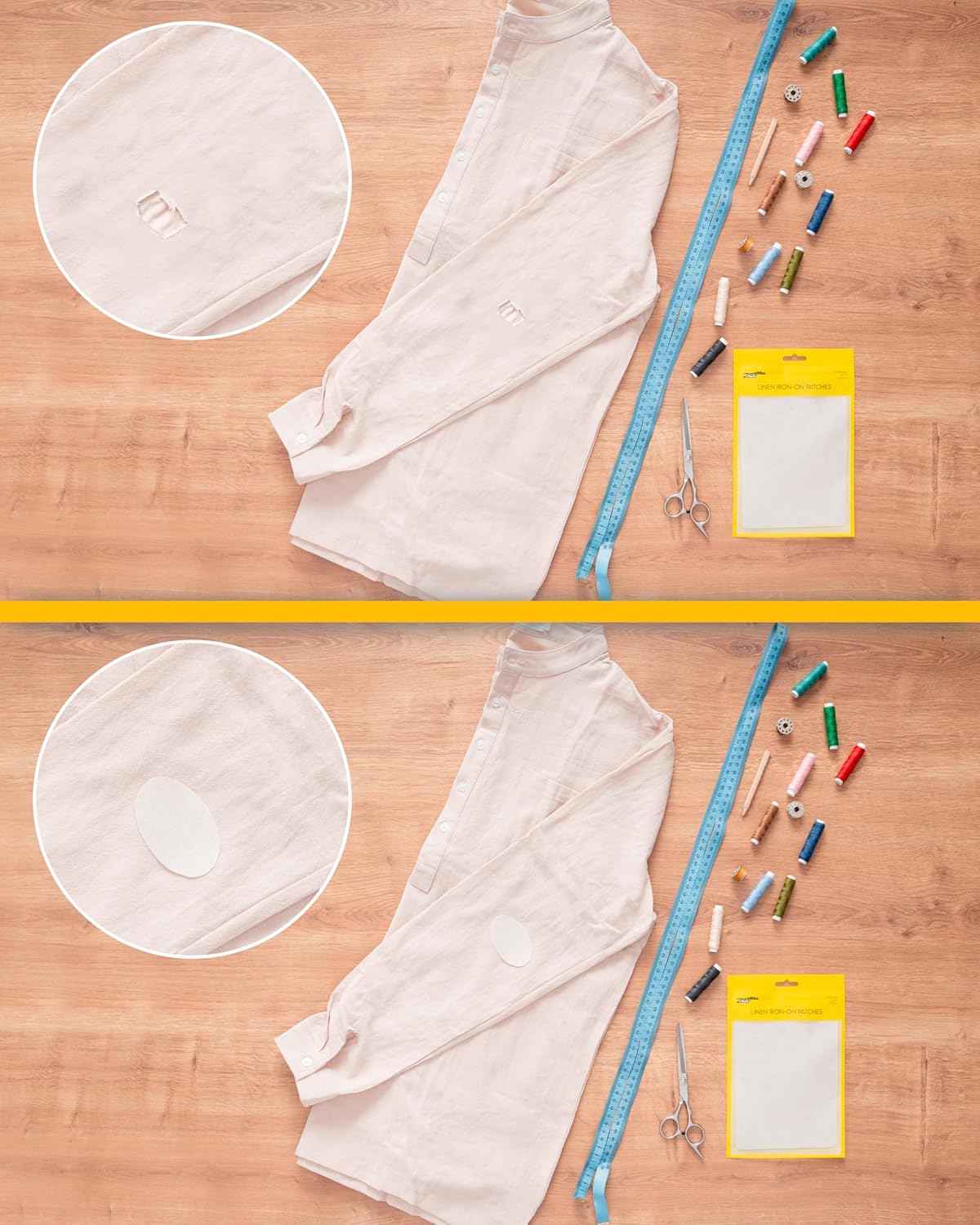 ZEFFFKA 12-Pack Linen Iron-on Patches Fabric Repair Kit for Clothing Shirts Pants Dresses Natural Look Strong Adhesive 12 Colors 30% Linen 70% Cotton 5” x 7”