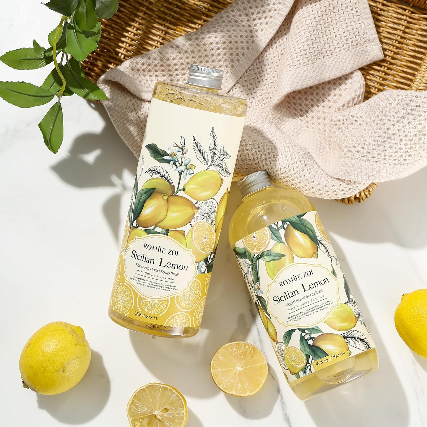 ROMIIE ZOI Liquid Hand Soap Refills, Lemon, Gentle & Moisturizing Formula, 750 ML/ 26 FL OZ