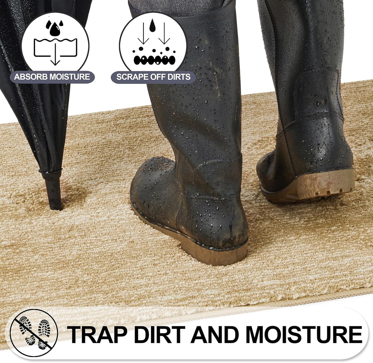 REFETONE Indoor Doormat, Front Door Mat 24"x36" Absorbent Rubber Backing Non Slip Back Door Mats, Washable Low-Profile Inside Floor Mat Door Rugs for Entryway, Resist Dirt Mud Mat for Dogs, Brown