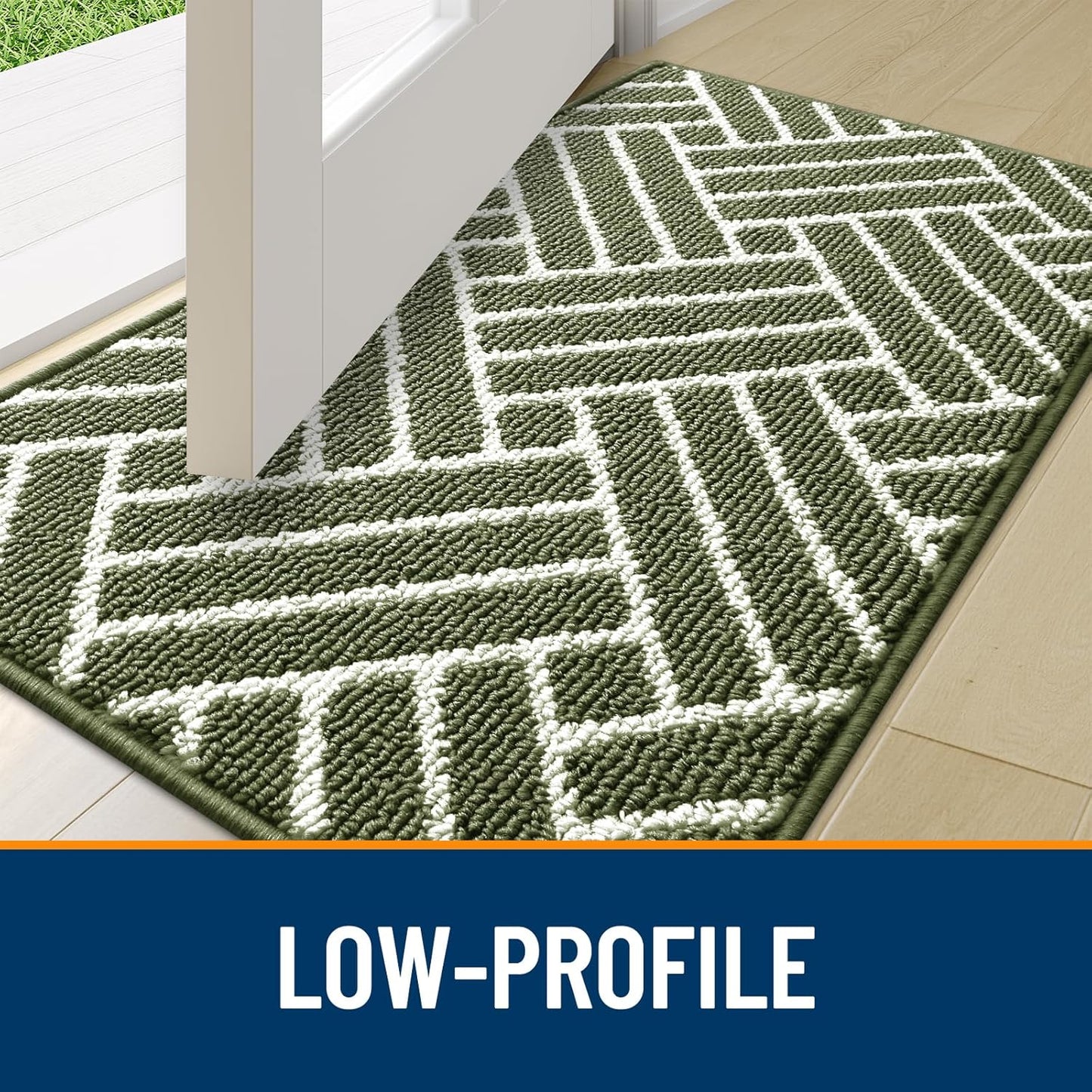 OLANLY Indoor Door Mat, 48x32 Inch, Dirt Resistant and Absorbent, Non-Slip Rubber Backing Floor Mats, Easy Clean Low-Profile Doormat for Entryway, Front Door, and Inside Entrance, Green