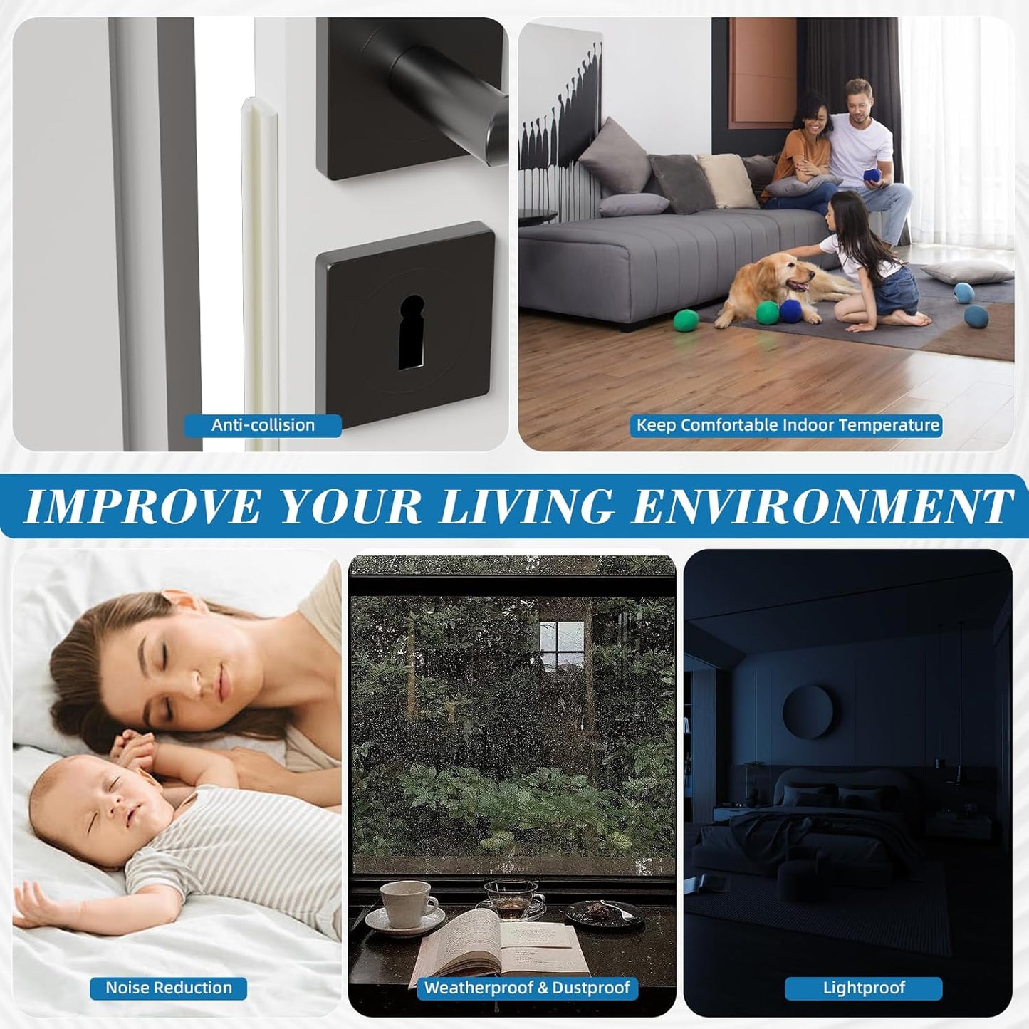 V-Shaped Weather Stripping Door Seal, 19.7FT Draft Stopper for Doors/Windows, Gaps, Dustproof, Soundproof & Thermal Insulating, Noise-Reducing, Light-Blocking Door Gap Filler