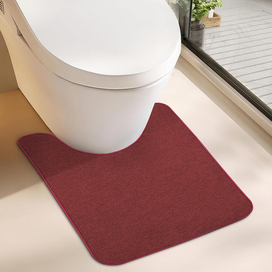 Toilet Rugs U Shaped Bathroom Rug,Machine Washable Non Slip Quick Dry Super Absorbent Ultra Thin Toilet Mats for Bathroom Toilet.Red,1'8"x2'(20x24inch)