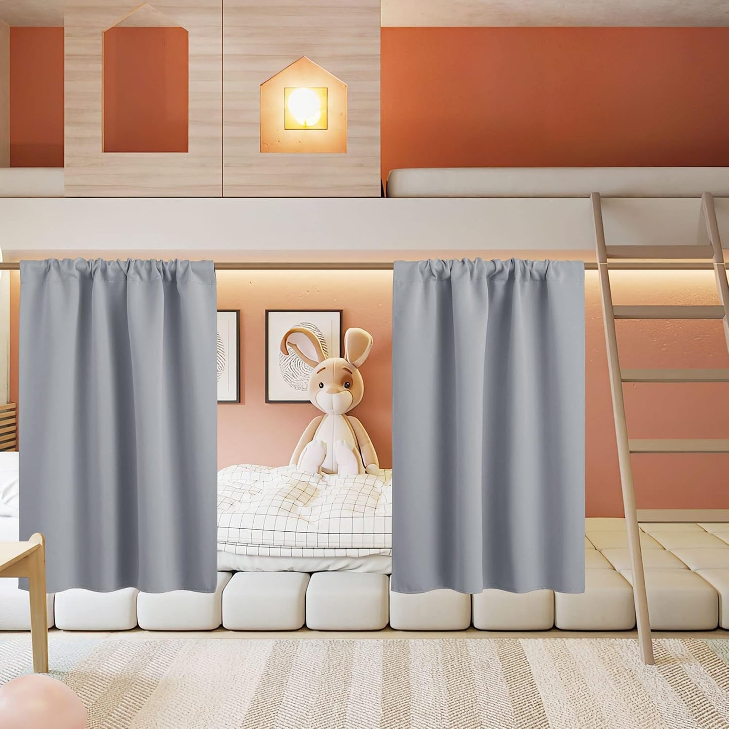 RYB HOME Curtains for Bedroom 63 inches Long, Blackout Thermal Insulating Window Treatment Drapes for Living Room Bathroom Basement Laundry Classroom, W 34 x L 63, Silver Grey, 2 Panels