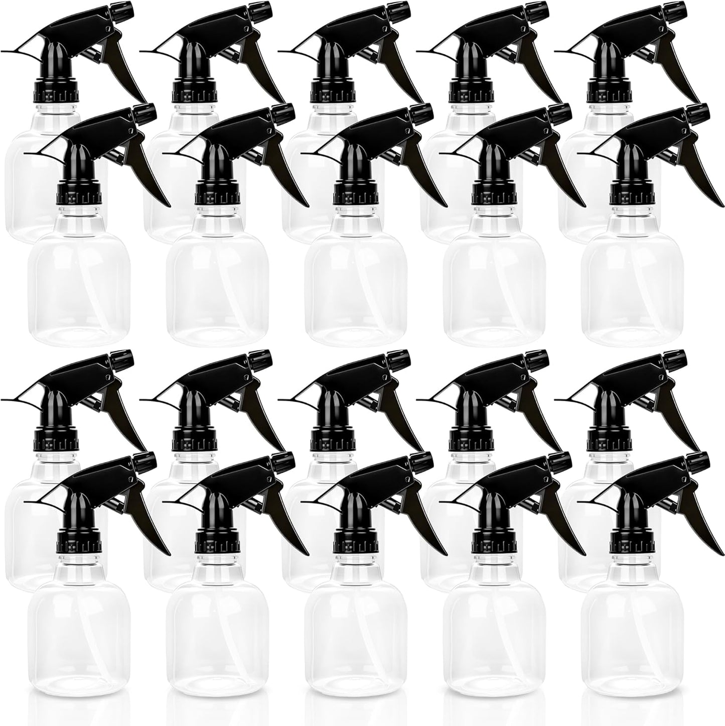 20 Pcs Empty Plastic Spray Bottle 8 OZ Reusable Clear Liquid Container with Trigger Sprayers for Water Perfume Cleaning Fluid Plants Kitchen Toilet Pet (Color Set 1)