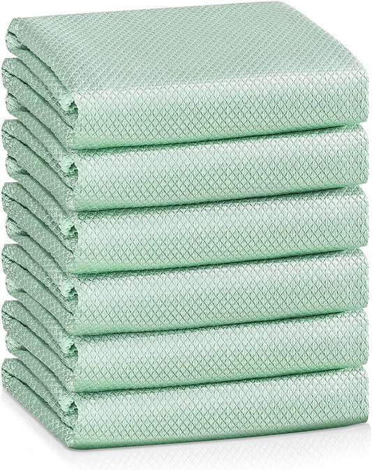 Nanoscale Cleaning Cloth,Easy Clean Fish Scale Microfiber Glass Cleaning Cloths Streak Free for Window Car Mirrors Windshield Lint Free Microfiber Polishing Cleaning All-Purpose Towel Pack of 6(Green)
