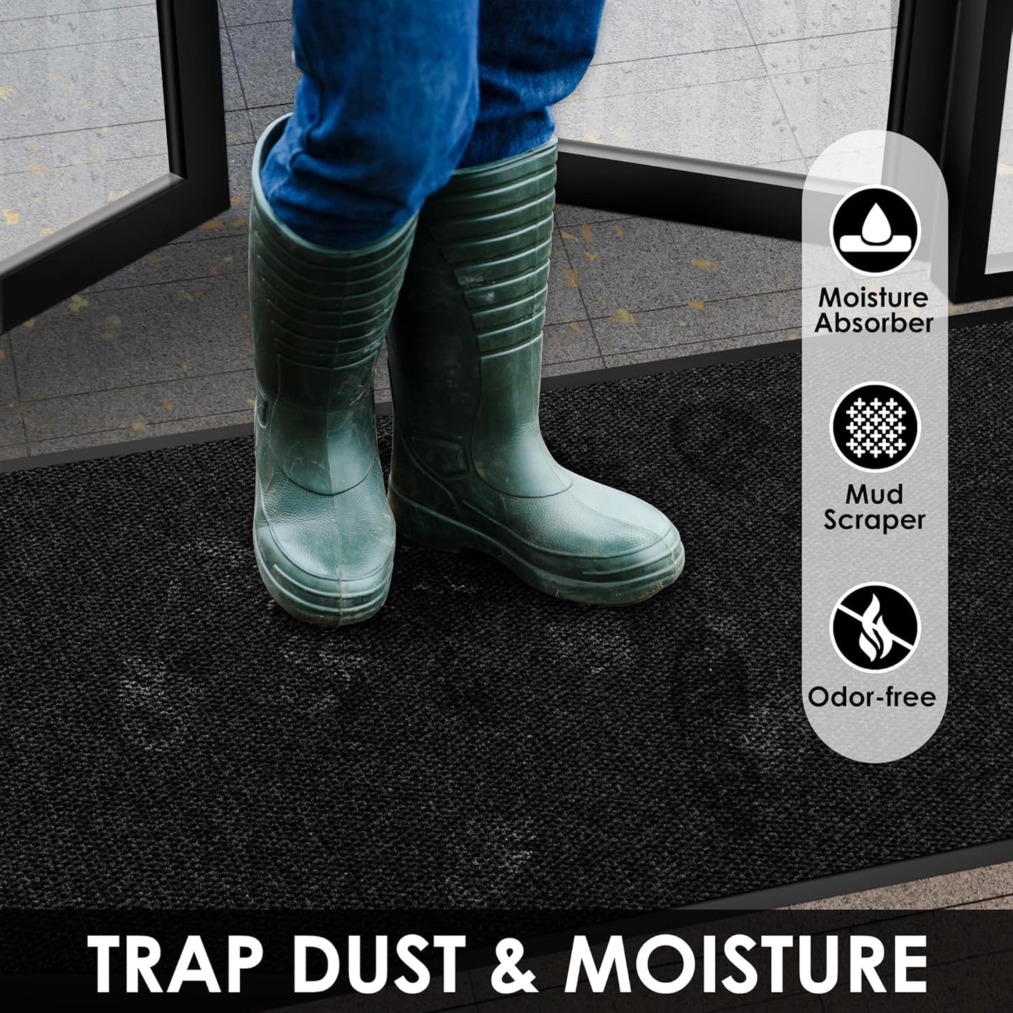 3′ x 40′ Front Door Mat Indoor Outdoor Entrance, Commercial Floor Mat Heavy Duty Dirt Trapper Entryway Doormat, Custom Size Non Slip Rubber Backing Welcome mat, Door Mat for High Traffic Area