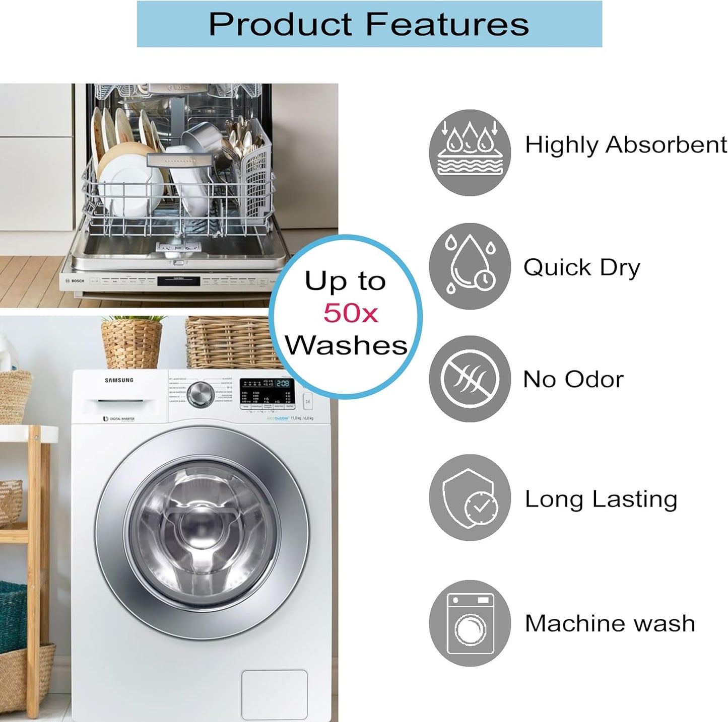 AMOUR INFINI Swedish Dishcloth Cellulose Sponge 8 Pack - No Odor, Resuable and Absorbent Cleaning Cloths for Kitchen, Bathroom, Glass Surface, Furniture (8"x7" Inch - Yellow)