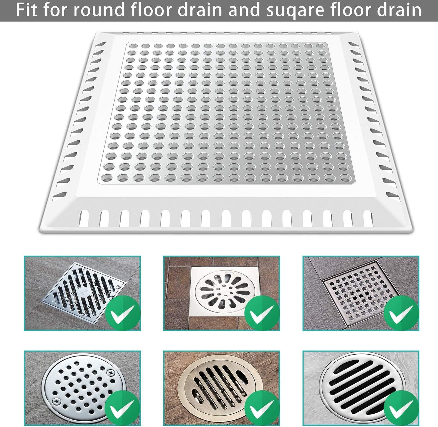 Shower Drain Hair Catcher/Drain Strainer/Shower Drain Cover for Bathroom Floor Drain, Stainless Steel and Silicone (Patented Product)