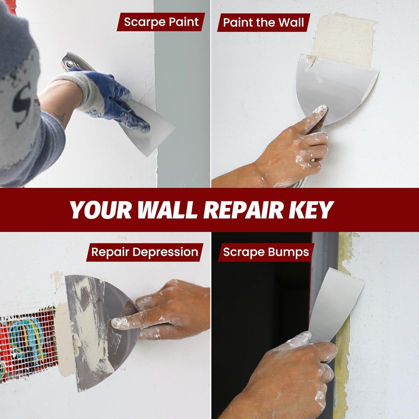 Putty Knife 6 Inch,One Piece Premium Polished All-Stainless Steel Scraper Tool for Drywall Finishing,Professional Grade Putty Blade for Scraping Paint, Taping