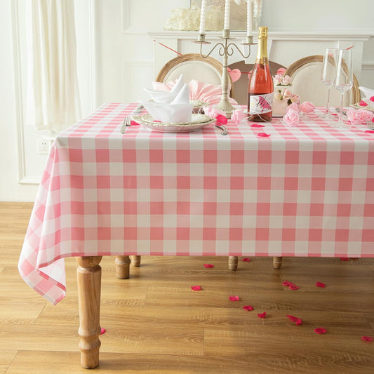 Classic Gingham Tablecloth Fabric - Oblong 58x120 Water Resistant Chequered Pattern Table Cloth for Indoor/Outdoor Use - Tabletop Cover for Birthday, Picnics, Gardens, and Parties