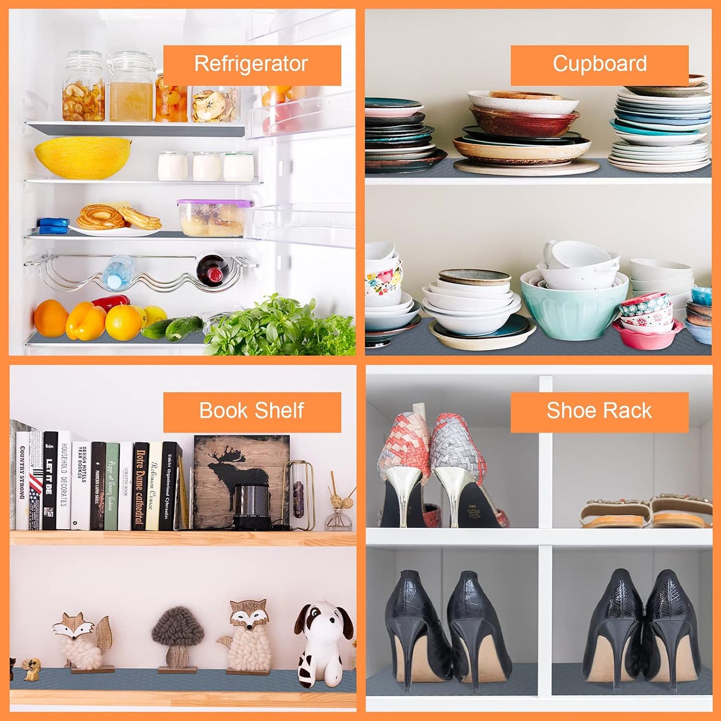 Shelf Liners for Kitchen Cabinets Refrigerator Liners Waterproof & Oil-Proof Kitchen Cupboard Liner Non-Slip Drawer Mats EVA Material Non Adhesive Fridge Mats for Shelves 11.8 x 118 Inches