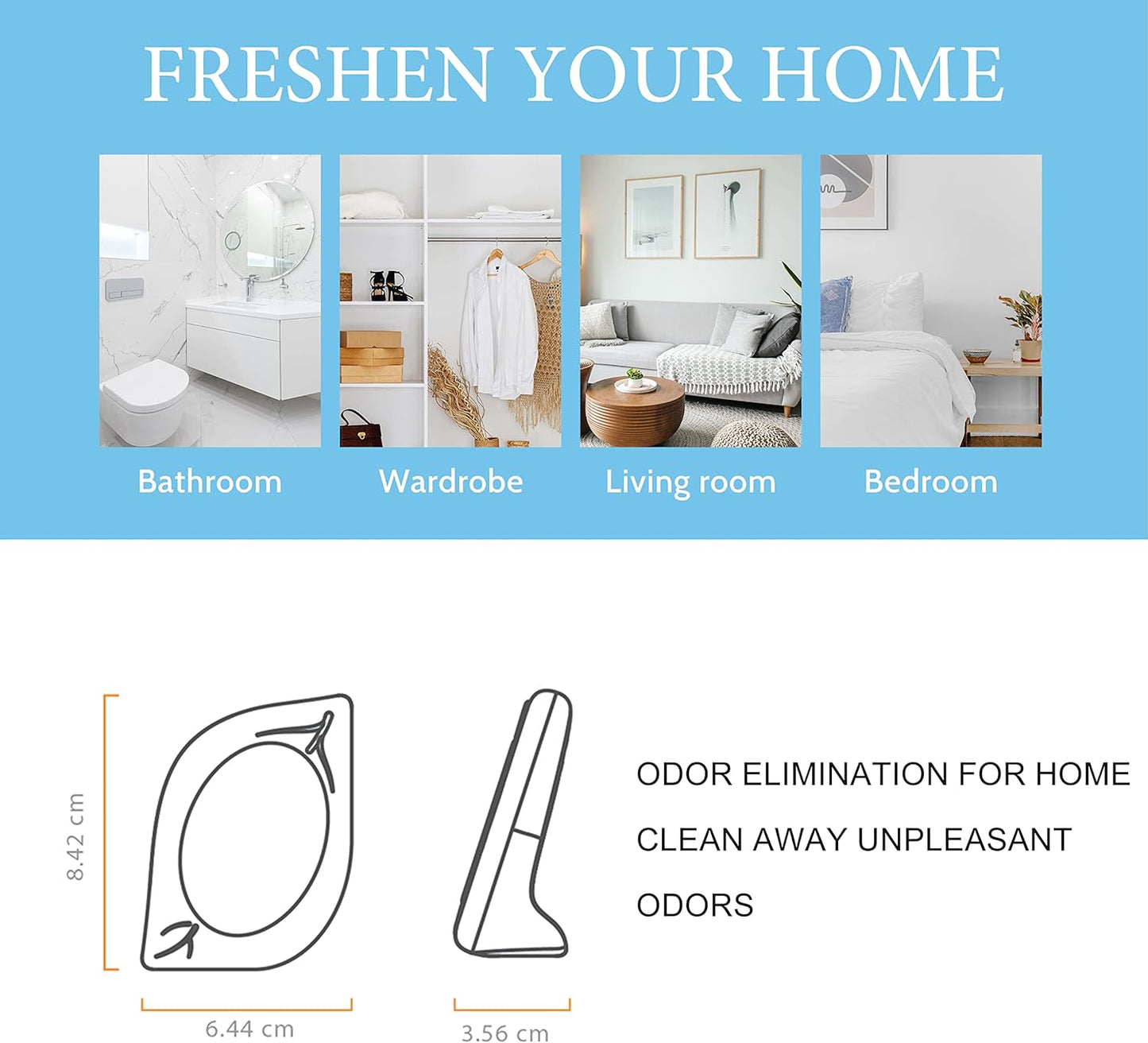 Air Deodorizer, 4 Pack, Ocean Scent, Odor Eliminator for Small Area Closets Bathroom Pets Strong Odor, Up to 120 Days