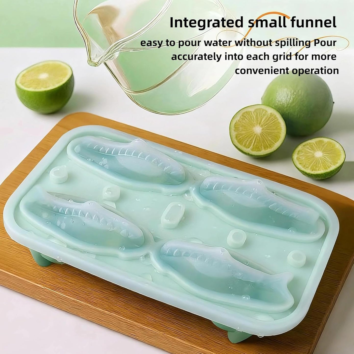 7.48inch Newly Upgraded 4-grid 3D Dinosaur Ice Tray and Covered Silicone Ice Tray, Suitable for Bars, Outdoor and Home Use (1, green)