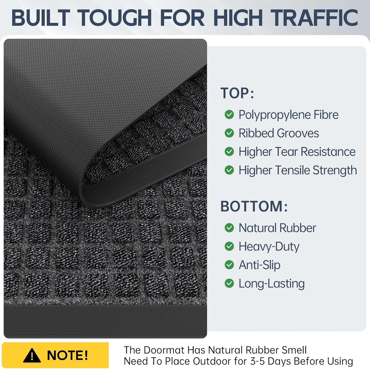 Amyracel Front Door Mat Outdoor Indoor Entrance, 24"x48" All Season Weather Outside Door Mat, Heavy Duty Rubber Backing Doormat for Entryway, Floor Inside Back Door Mats Washable