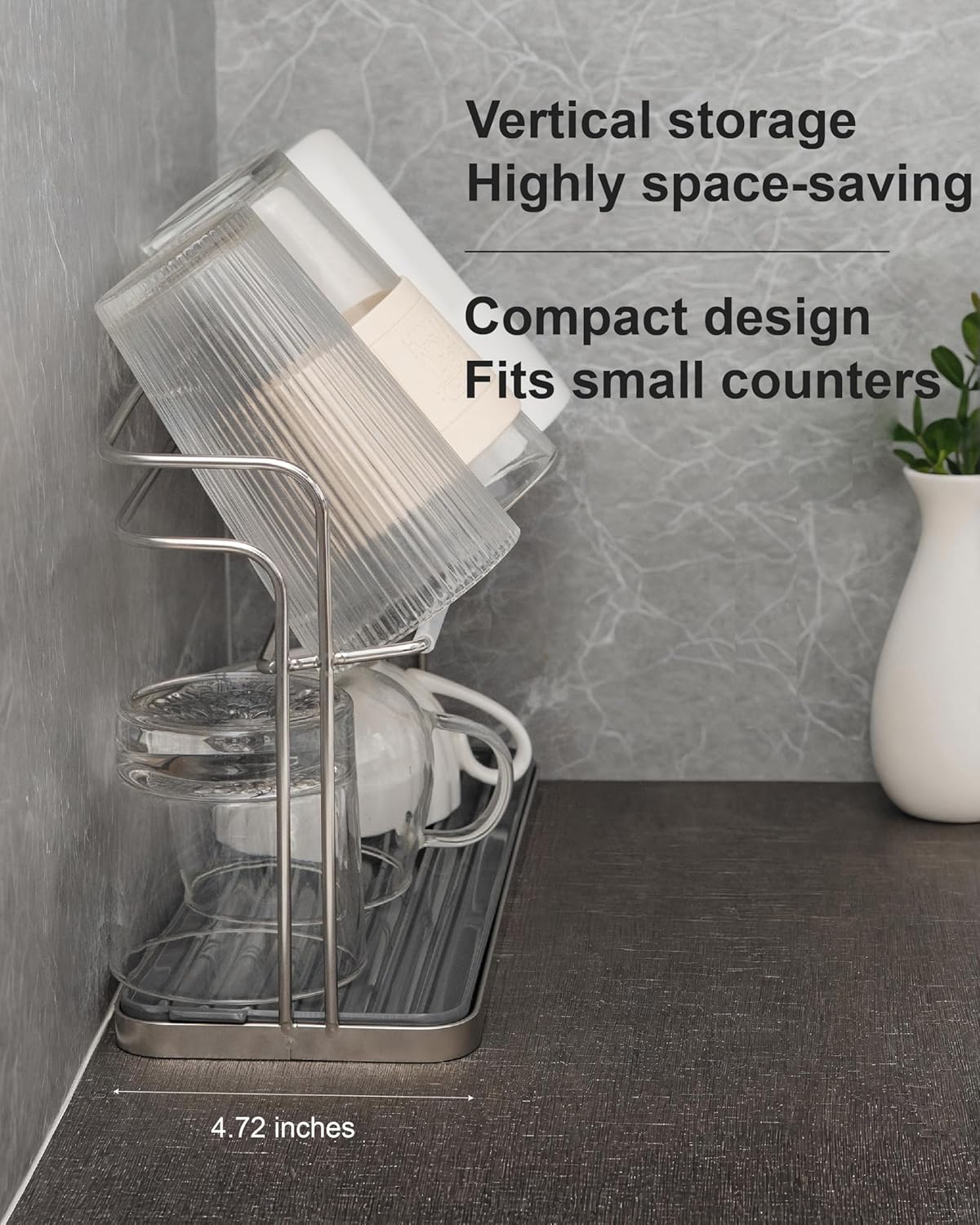 Stainless Steel Water Bottle Drying Rack Space Saving, Durable Cup Drying Rack for Kitchen Counter top, Versatile Mug Holder and Bottle Dryer Rack for Coffee mugs, Tumblers, Glasses, Travel Bottles