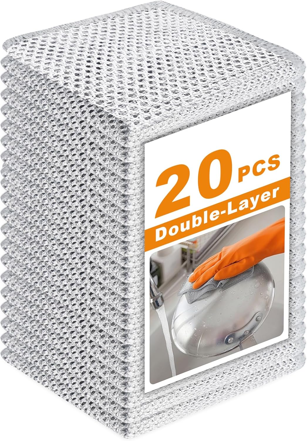 20 Pcs New Upgrade 3-Layer Metal Dish Cloth, No Scratches Wire Cleaning Cloth , Reusable Multipurpose Wire Dishwashing Rag for Kitchen Cleaning Cloths,Sinks,Dishes,Stove Top, Dimensions, 7.87“ x 7.87”