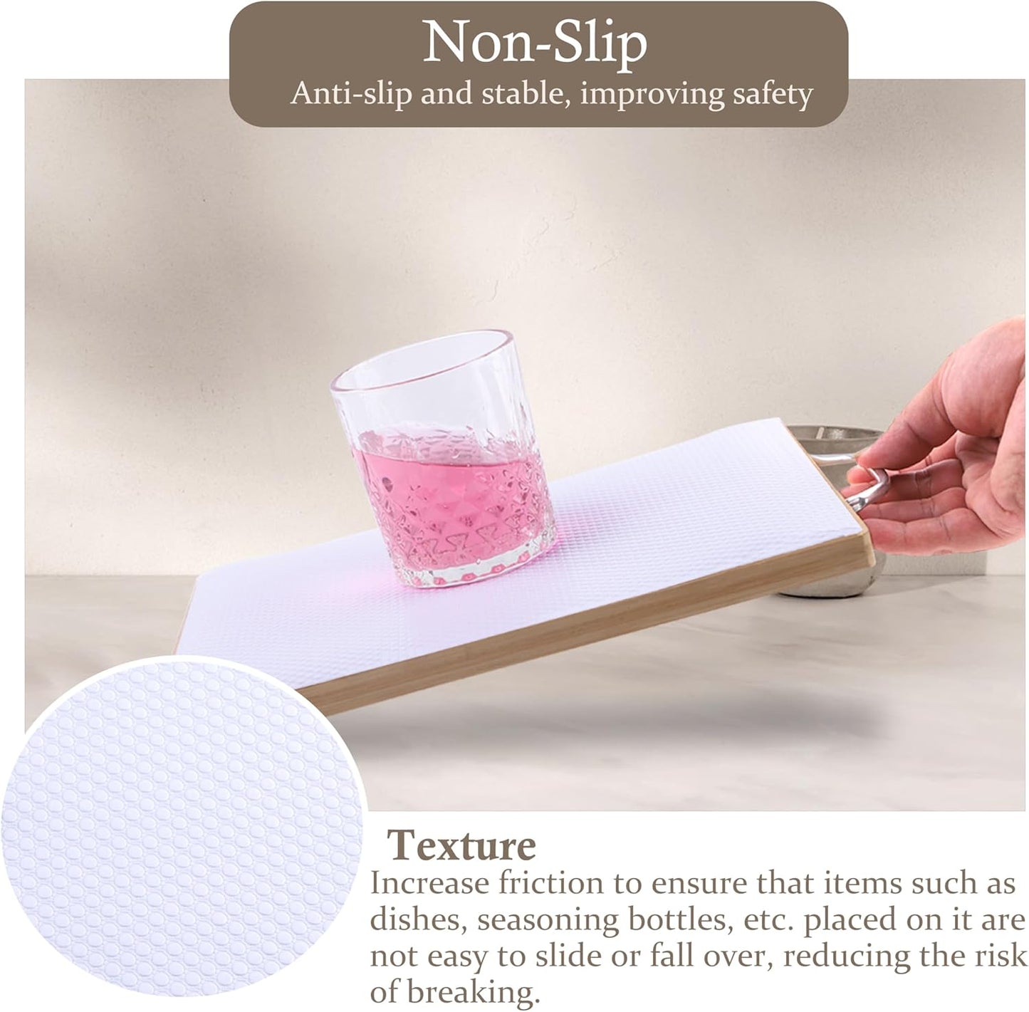 Shelf Liner Non-Slip 20 Inch Wide X 20 Ft Kitchen Cabinet Drawer Liners Waterproof & Oil-Proof Drawer Mat for Cupboard Pantry Non Adhesive Refrigerator Shelf Liner Strong Grip Cabinet Mat