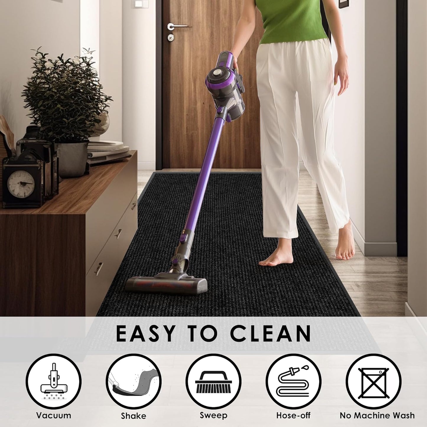 3′ x 40′ Front Door Mat Indoor Outdoor Entrance, Commercial Floor Mat Heavy Duty Dirt Trapper Entryway Doormat, Custom Size Non Slip Rubber Backing Welcome mat, Door Mat for High Traffic Area