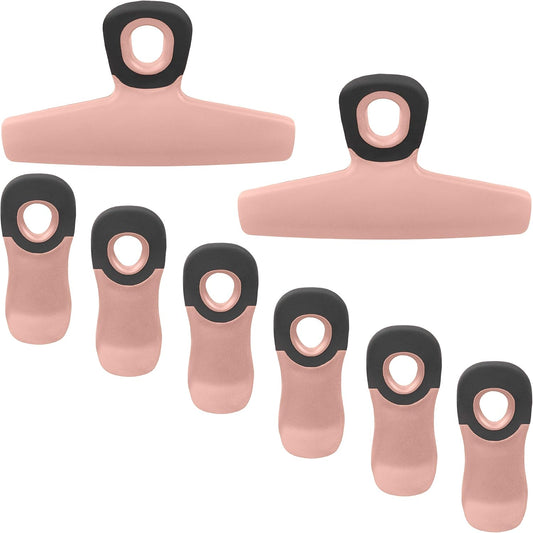 COOK WITH COLOR Bag Clips, Heavy Duty Chip Clip and Refrigerator Magnet Clips for Food Storage with Air Tight Seal Grip for Snack Bags and Food Bags (Pink, Pack of 8)