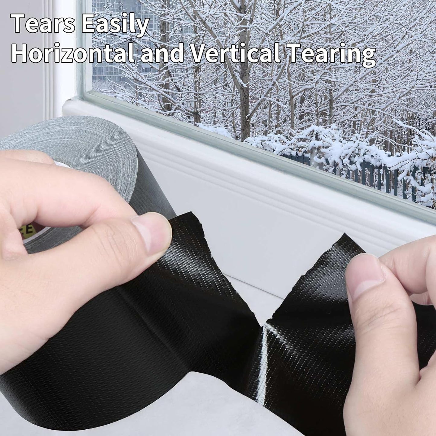 Cloth Duct Window Seal Strip Tape for Winter, 2.75in x 66FT, Weather Stripping Sealing Insulation Tape for Windows and Door, Easy Tear Sealer Draft Blocker Black