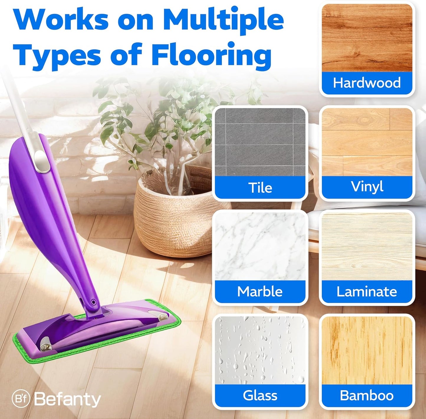 4 Pack Reusable Microfiber Mop Pads, Compatible with Wet Jet, Machine Washable Cloths, Scraper Included, Refills for All Floor Cleaning, Wet Dry - 10"- 12"