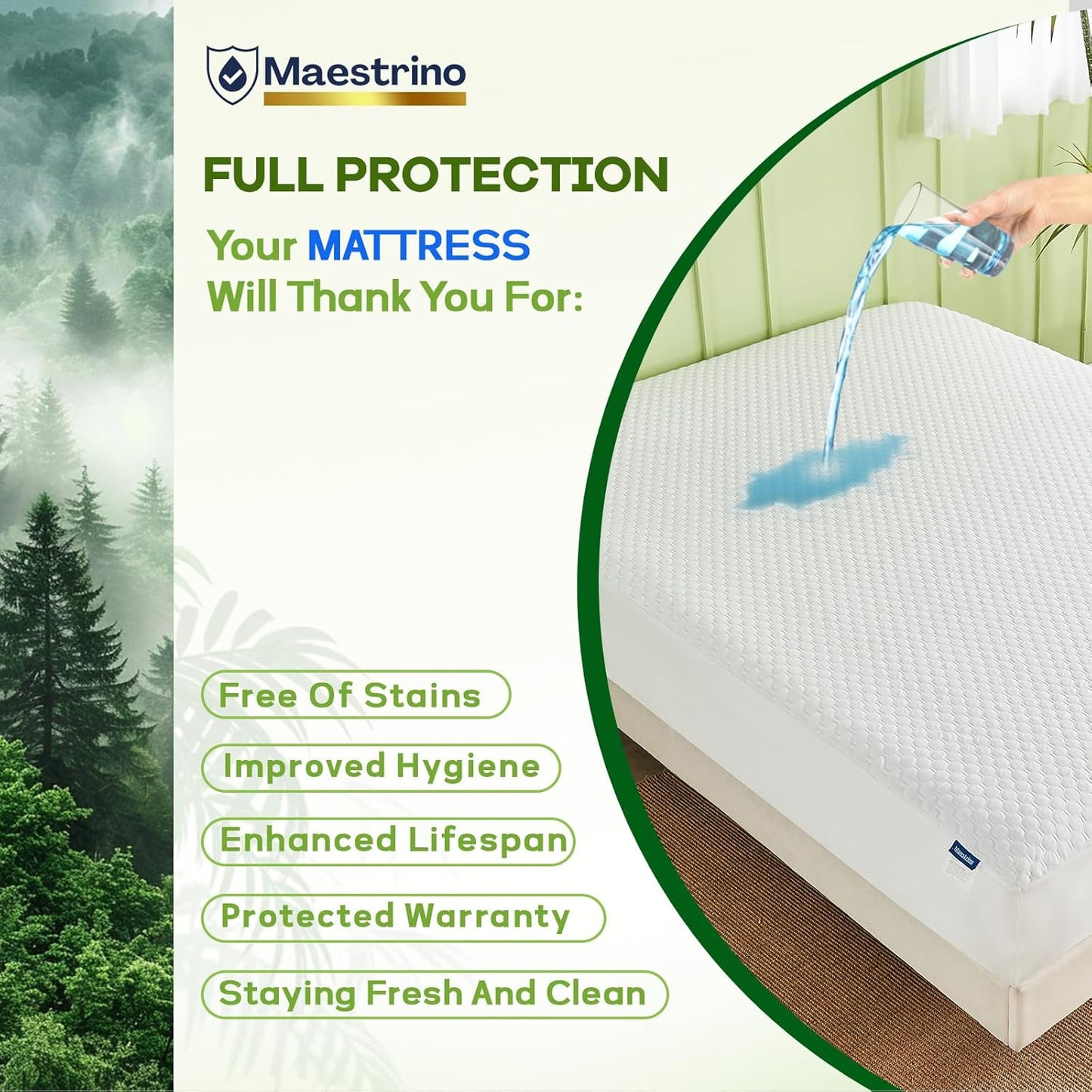 Luxury King Size Tencel Waterproof Mattress Protector Deep Pocket - Premium Cooling Bed Cover Pad - Hypoallergenic & Allergy-Friendly - Oeko-Tex Certified - Ultra Soft & Breathable