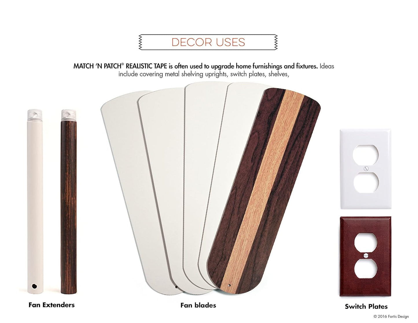 MATCH 'N PATCH Realistic Wood Grain Repair Tape - Durable Multi-Use Adhesive Tape for Furniture, Floors, Cabinets, Windows, Doors, RV, Home Decor & DIY Projects - White Oak - 2.25 inch x 15 feet