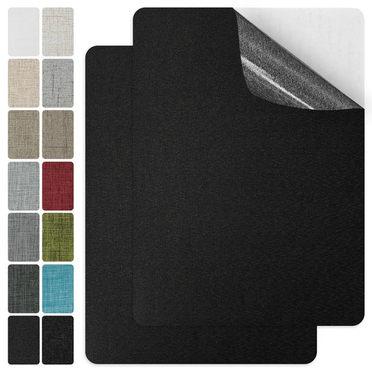 J.CARP 2Pcs Linen Repair Patches, Large Self-Adhesive Fabric Patch for Sofas, Couch, Furniture, Car Seats (8 * 11 inches-2PCS Black)