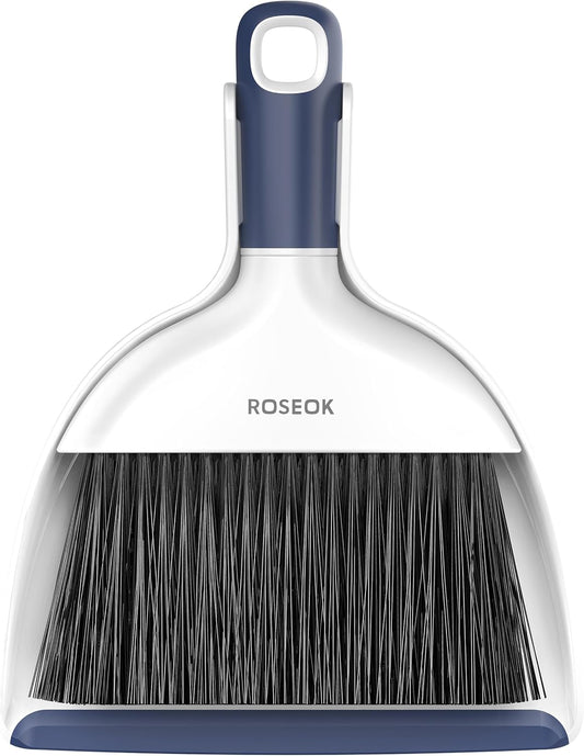 Mini Broom and Dustpan Set for Cleaning, Compact Desktop Dustpan with Brush for Kitchen Counter, Office, Car, Navy Blue, 1 Pack