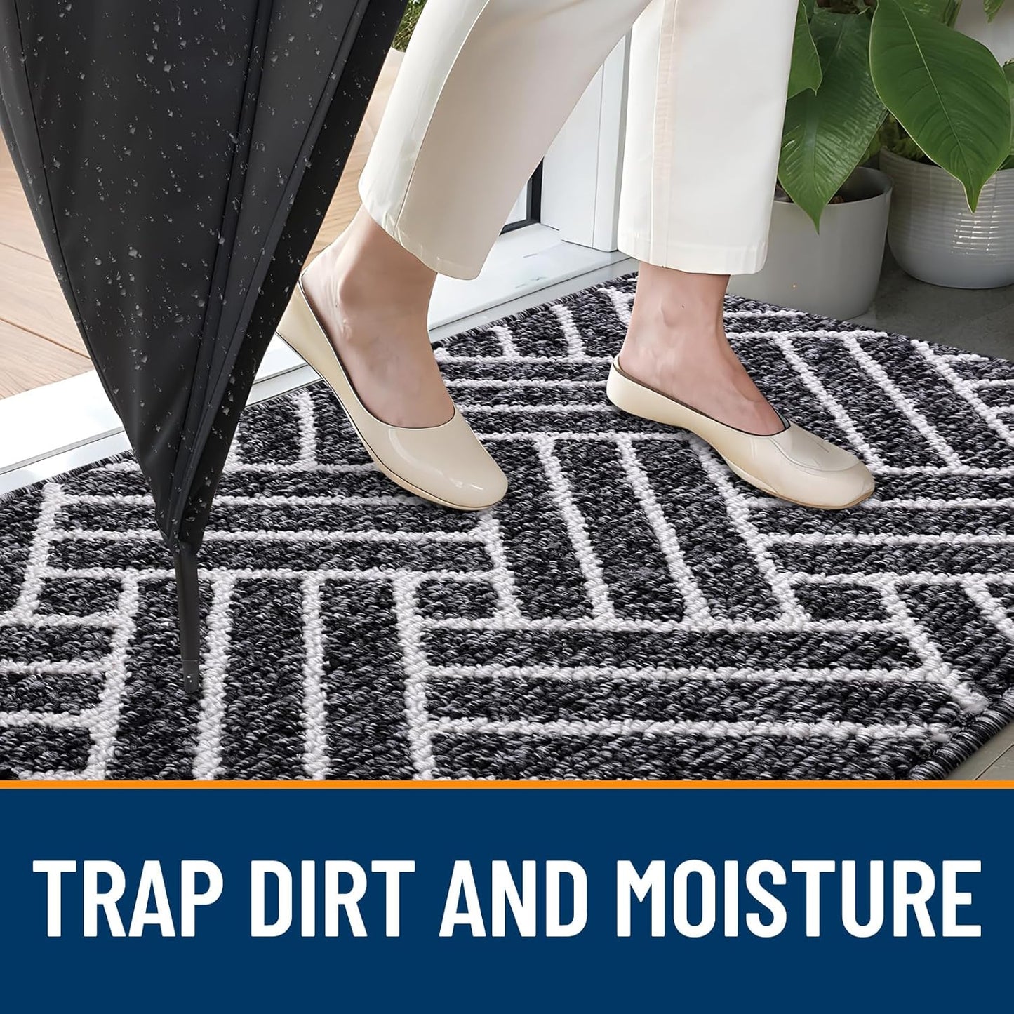 OLANLY Large Indoor Door Mat, 71x47 Inch, Dirt Resistant and Absorbent, Non-Slip Rubber Backing Floor Mats, Easy Clean Low-Profile Doormat for Entryway, Front Door, and Inside Entrance, Black