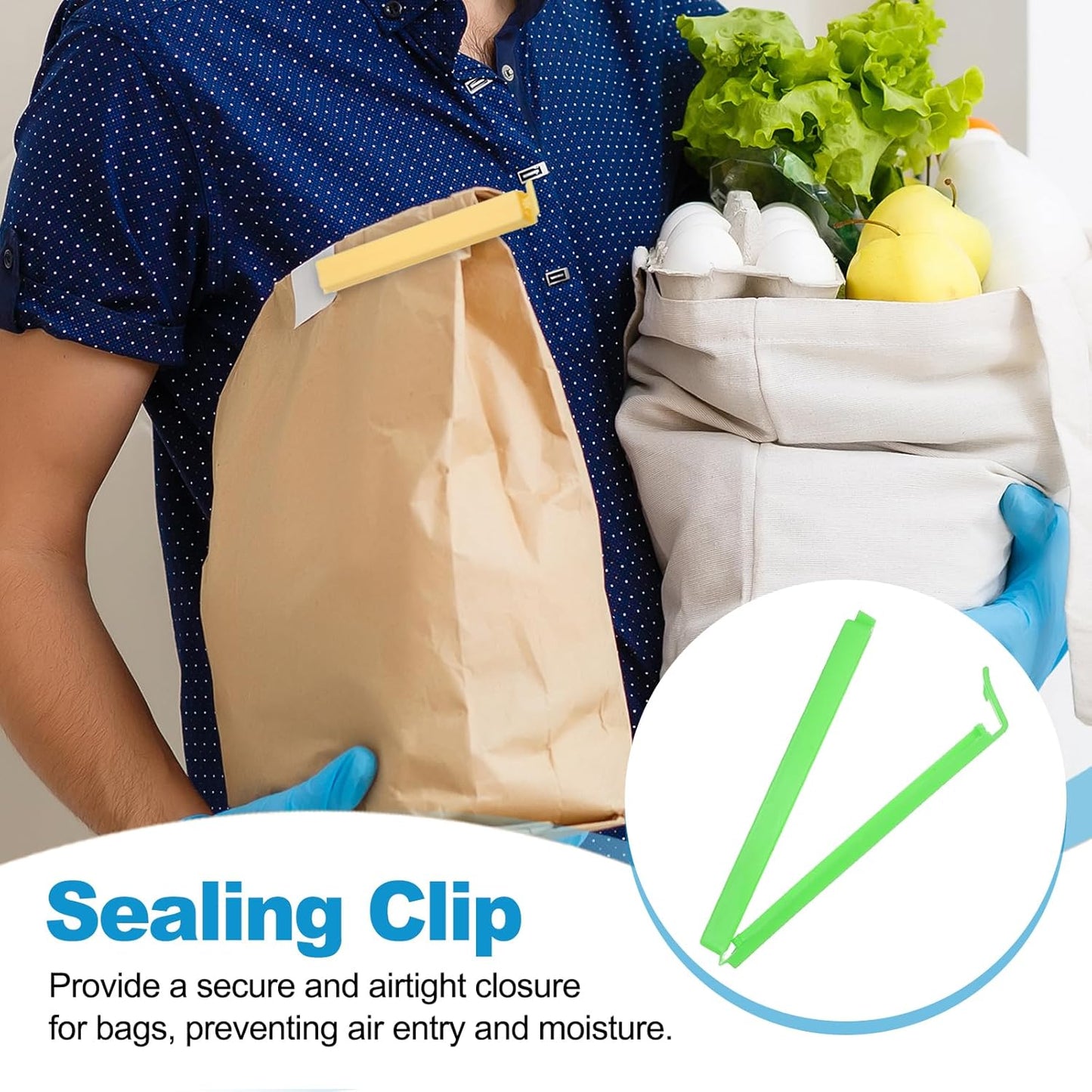 PATIKIL Sealing Clips 4.3 Inch, 10 Pack Reusable Plastic Bag Clip Clamp Sealer for Food Storage Snack Bag Home Kitchen, Green