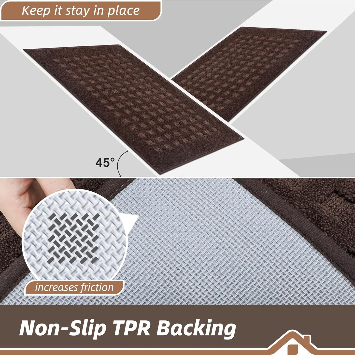 BEQHAUSE Waffle Door Mats Indoor 24"x36", Dog Mat for Muddy Paws Absorbent and Dirt Resist Floor Mats Non-Slip Washable Rugs for Entryway, Welcome Mat for Front Back Door, Muddy Wet Shoes, Dark Brown