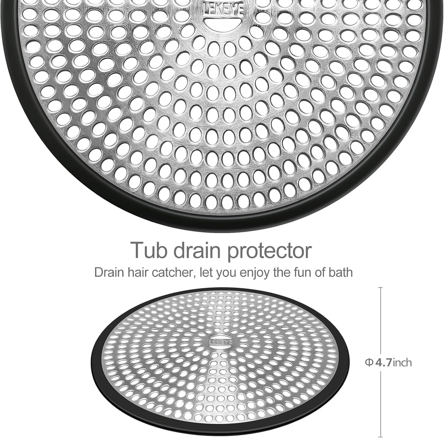 LEKEYE Shower Drain Hair Catcher | Strainer | Shower Stall Drain Cover | Bathroom Drain Protector Stainless Steel and Silicone(Black)