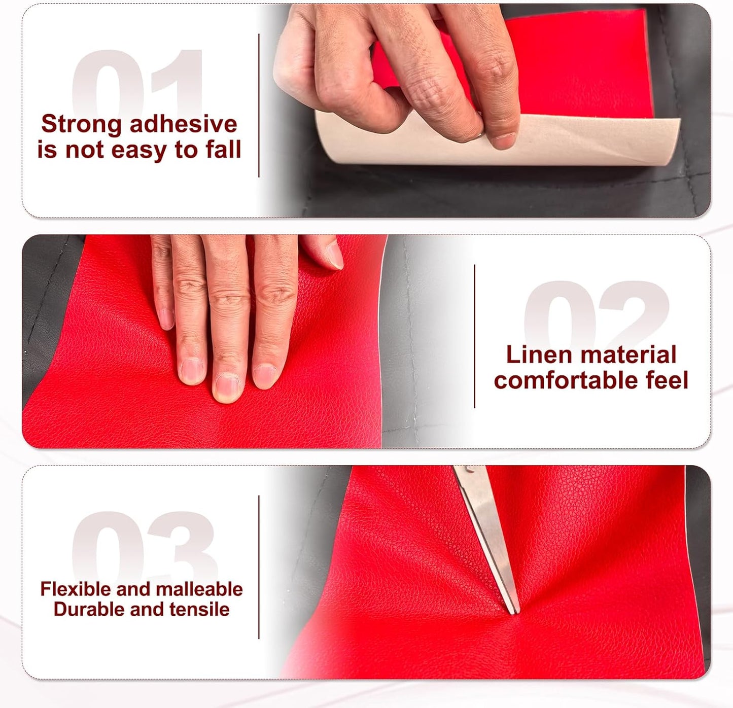 PATIKIL Leather Patches Tape for Furniture, 3.2 x 61 Inch Self Adhesive Vinyl Leather Repair Kit Cover Sheet for Couch, Sofa, Car Seats, Office Chair, White