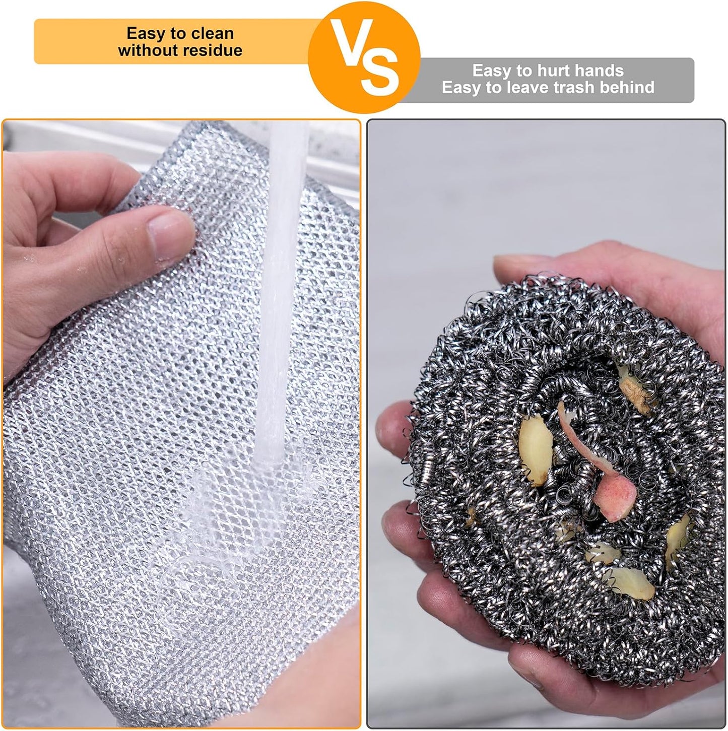 Non Scratch Wire Dishcloth, Multipurpose Wire Dishwashing Rag for Wet and Dry, Multifunctional Dish Rags for Washing Dishes Kitchen Cleaning