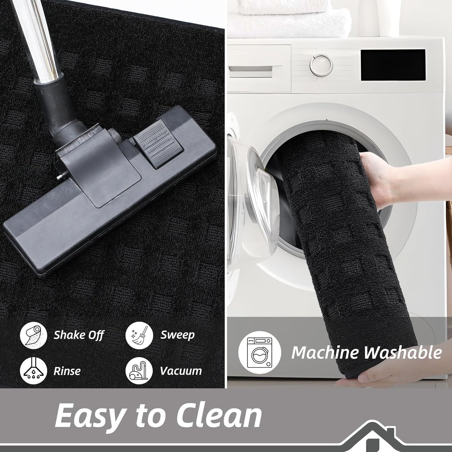 BEQHAUSE Waffle Door Mats Indoor 20"x32", Dog Mat for Muddy Paws Absorbent and Dirt Resist Floor Mats Non-Slip Washable Rugs for Entryway, Welcome Mat for Front Back Door, Muddy Wet Shoes, Black