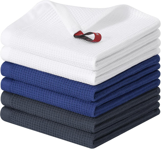 Homaxy 100% Cotton Waffle Weave Dish Cloths - 6 Pack Soft and Absorbent Dish Towels - 12 x 12 Inches Quick Dry Dish Rags - Mixed Color